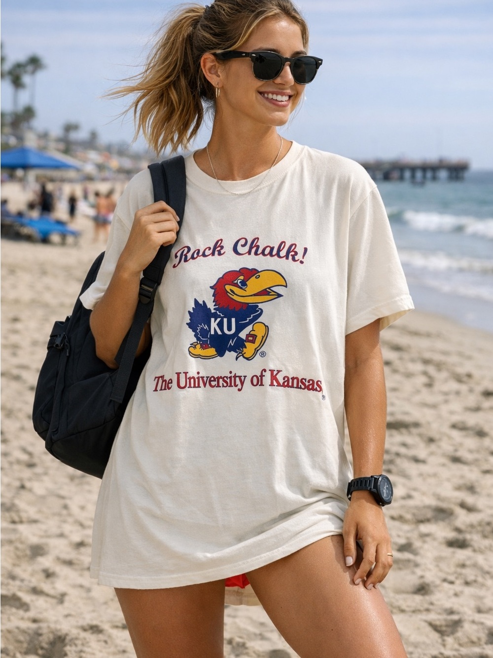3/$25 Gildan Ultra Cotton Vintage KU Jayhawk Graphic Short Sleeve Unisex Tee S